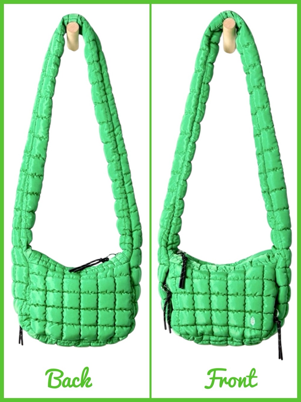 NWT FP Movement Quilted Puffer Baby Carryall Crossbody Bag in Kelly Green
